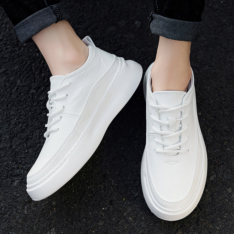 Men's High-Top Sneakers – Trendy Korean Style Casual Board Shoes for Fall & Winter – White