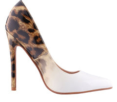 Shallow mouth pointed fine with color matching leopard sexy fashion high heels