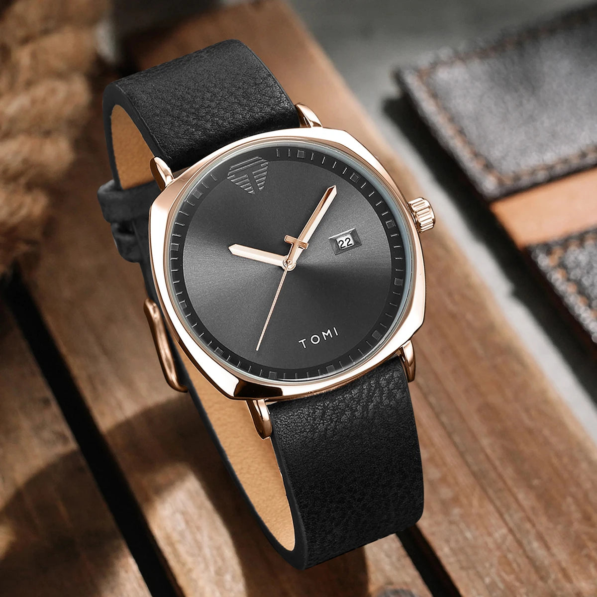 Men'S Watch Minimalist Fashion Sports Watch Calendar Leather Casual Quartz Watch