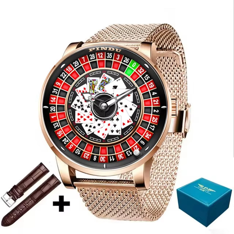 INDU Roulette Series Watch Men'S oker Fully Automatic Mechanical Watch Luminous Trendy Men'S Watch Large Dial Watch