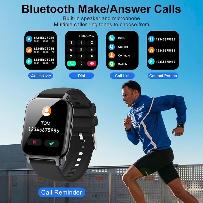 Smart Watch with BT Answer/Make Calls, Smart Voice Assistant, Heart Rate Monitoring, Sleep Tracking, IP67 Waterproof, Step Calorie Activity Tracker, 100 Sports Fitness Tracker, 1.83" Smartwatch for Men Women, Compatible Ios&Android Phones Devices Wearable