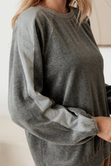 Cotton Blend Velour Balloon Long Sleeve Top