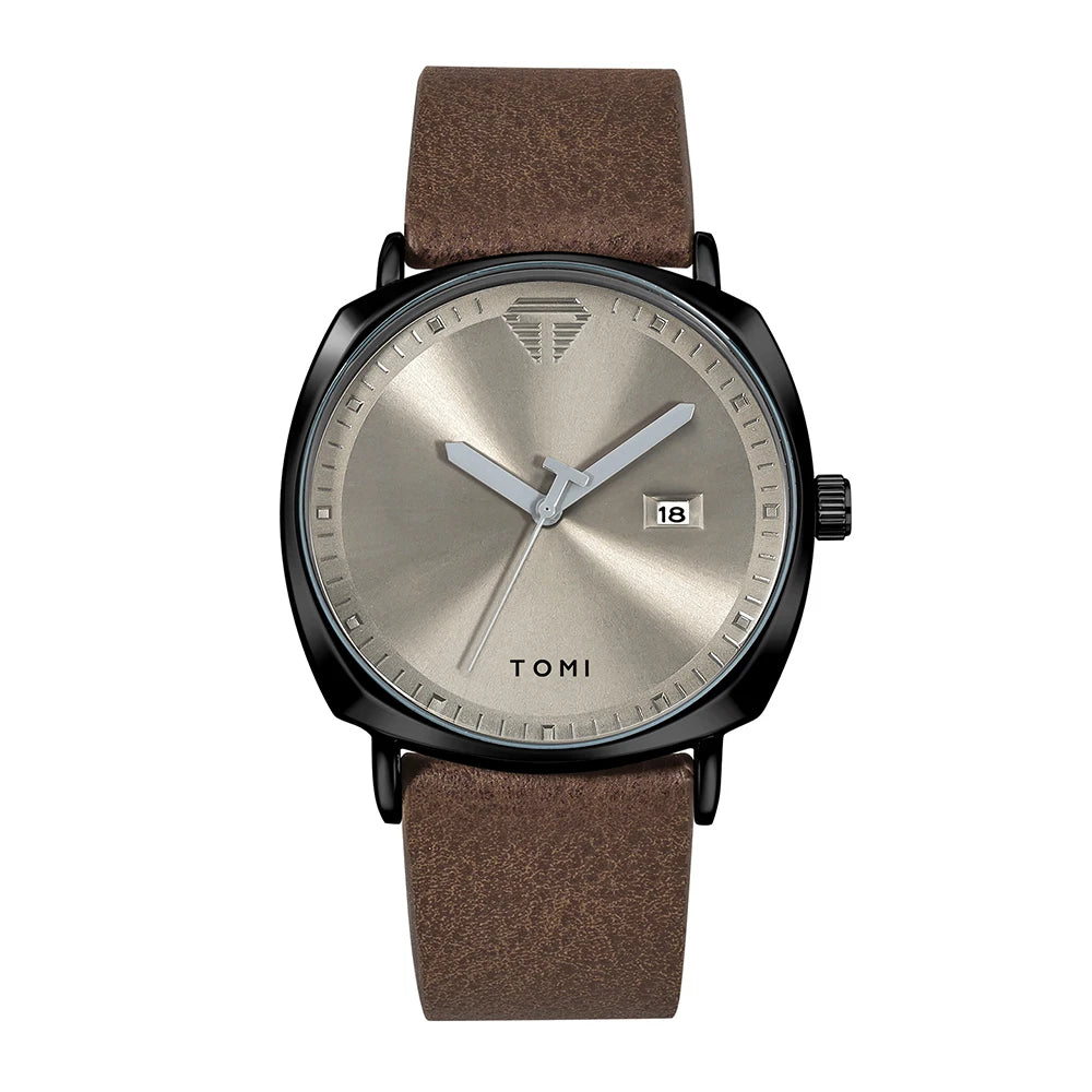 Men'S Watch Minimalist Fashion Sports Watch Calendar Leather Casual Quartz Watch