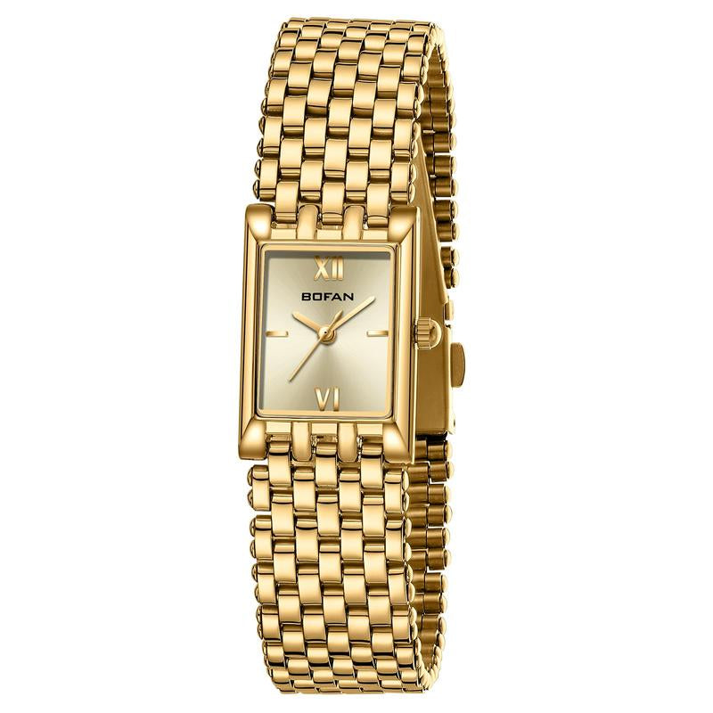 BOFAN Gold Watches for Women Luxury Ladies Quartz Wrist Watches with Stainless Steel Bracelet,Waterproof.Womens Casual Fashion Small Gold Watch.Bracelet Adjustment Tool Included. Ladies Stainless Dainty Watches