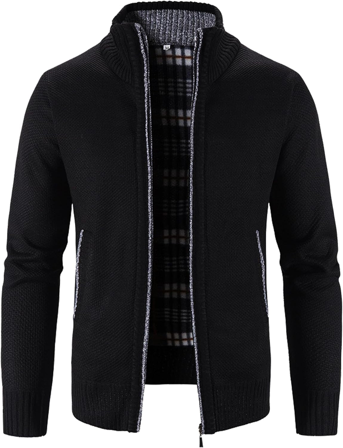 Men'S Sweaters Full Zip Slim Thick Knitted Cardigan Sweaters Jacket with Pockets